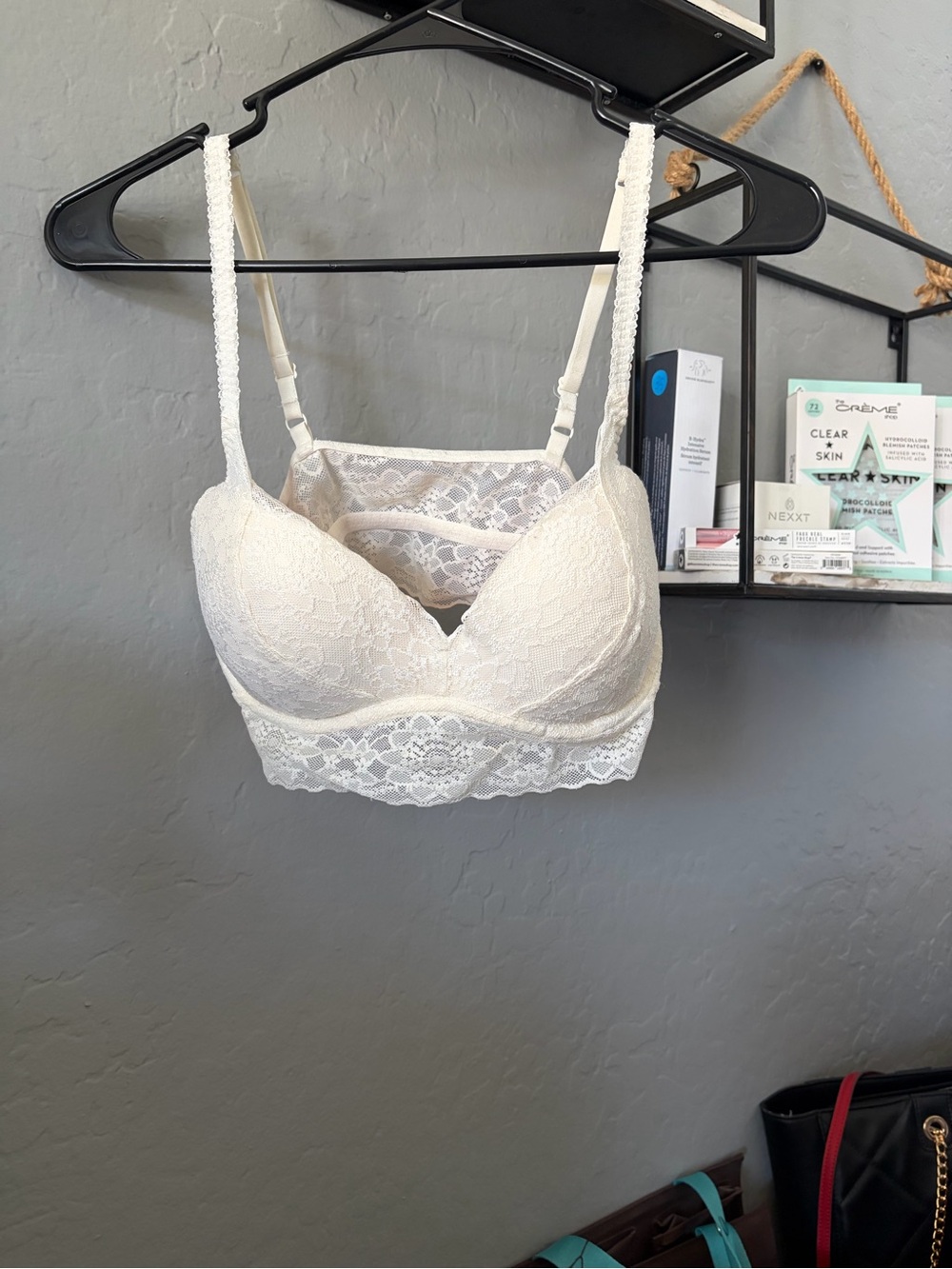 PINK Victoria's Secret Ivory Lace Longline Demi Bra